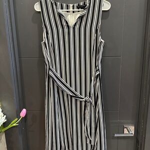 Banana Republic Black and White Striped Sleeveless Dress